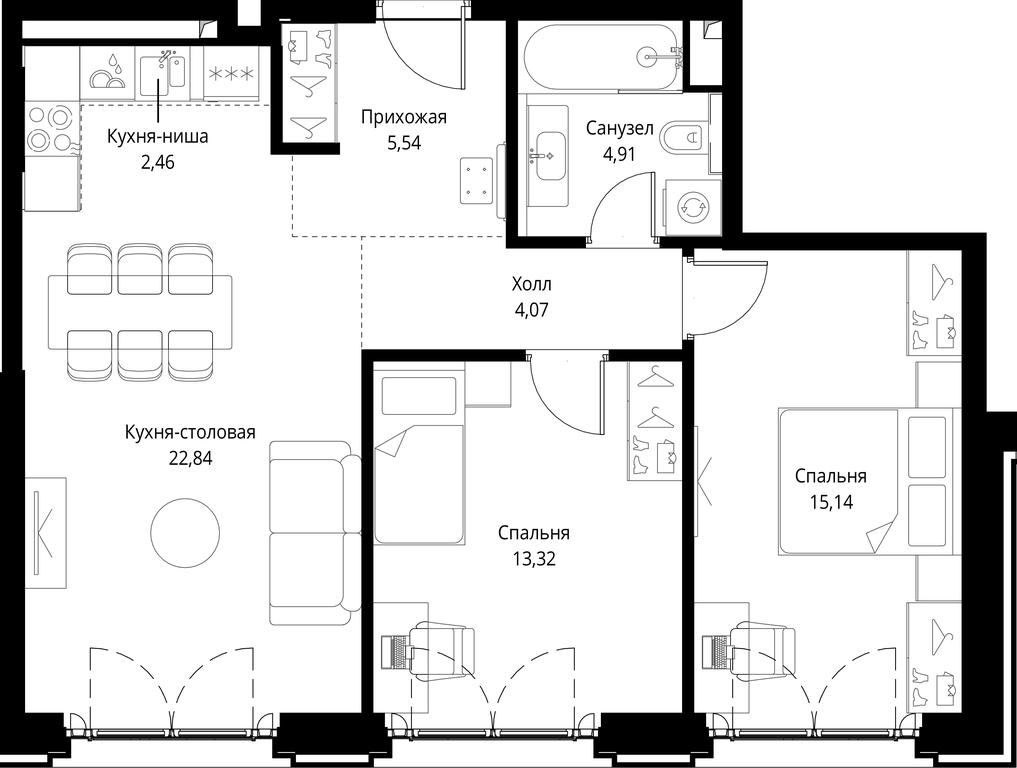 2-BD Apartment Sale, 72.78 sq. m. at City Bay, Volokolamskoye Highway, 95с3, Moscow, Russia #1 2-BD Apartment Sale, 72.78 sq. m. at City Bay, Volokolamskoye Highway, 95с3, Moscow, Russia #1