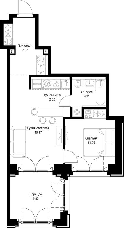 1-BD Apartment Sale, 54.05平方米 at City Bay, Volokolamskoye Highway, 95с3, Moscow, Russia #1 1-BD Apartment Sale, 54.05平方米 at City Bay, Volokolamskoye Highway, 95с3, Moscow, Russia #1