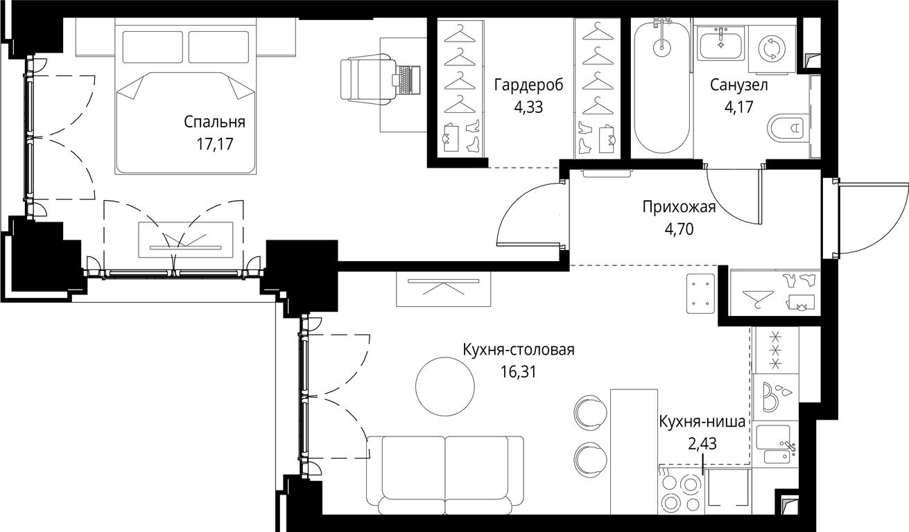 1-BD Apartment Sale, 49.11 sq. m. at City Bay, Volokolamskoye Highway, 95с3, Moscow, Russia #1 1-BD Apartment Sale, 49.11 sq. m. at City Bay, Volokolamskoye Highway, 95с3, Moscow, Russia #1