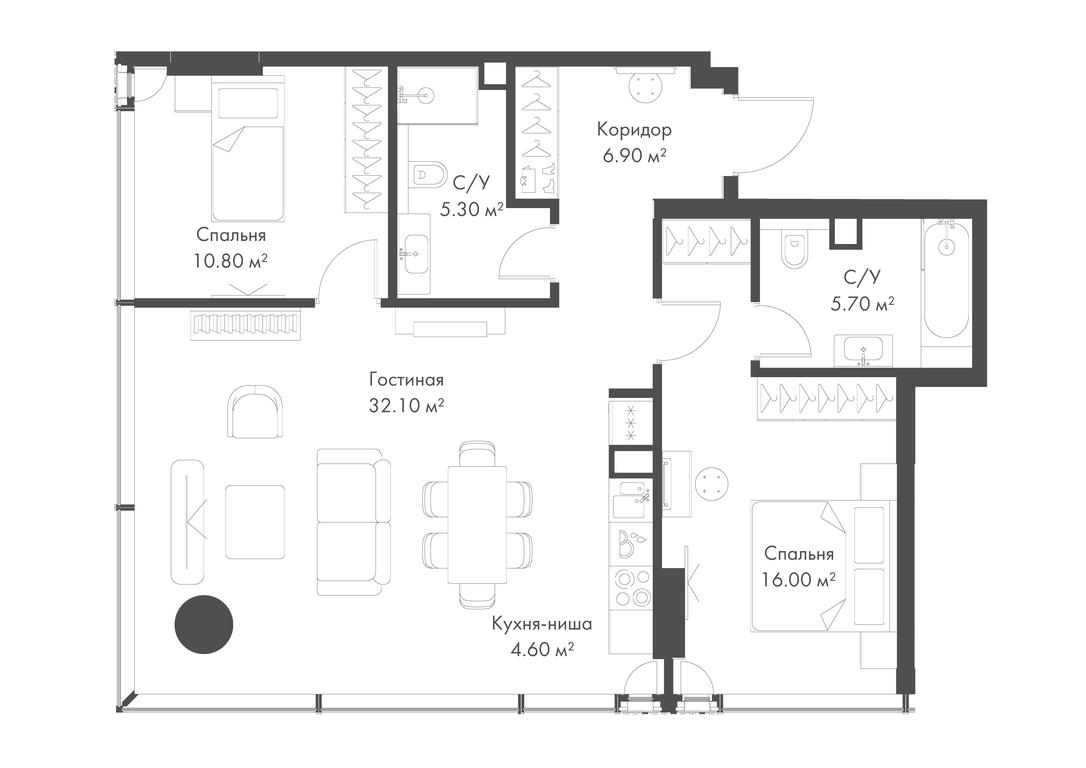 2-BD Apartment Sale, 81.4 sq. m. at Slava, Leningradskiy Avenue, 8с10, Moscow, Russia #2