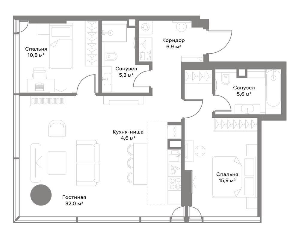 2-BD Apartment Sale, 81.4 sq. m. at Slava, Leningradskiy Avenue, 8с10, Moscow, Russia #1