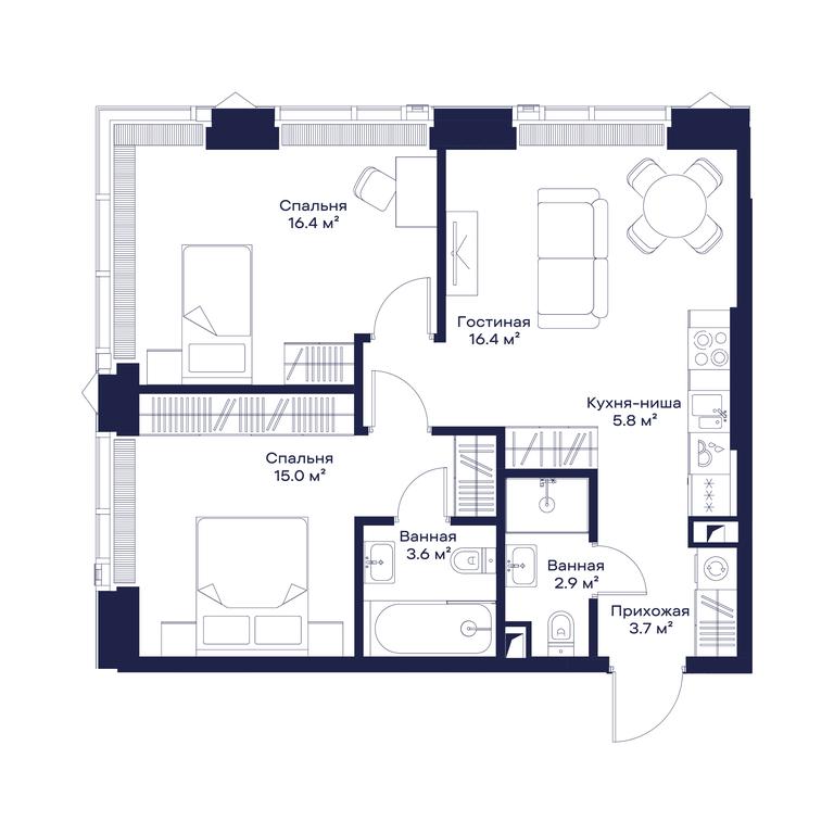 2-BD Apartment Sale, 63.13 sq. m. at Jois, 3rd Silikatny Drive, 10, Moscow, Russia #1