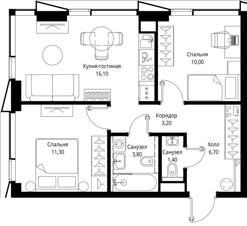 2-BD Apartment Sale, 52.5平方米 at Multikvartal CITYZEN, Vishnyovaya Street, Moscow, Russia #1 2-BD Apartment Sale, 52.5平方米 at Multikvartal CITYZEN, Vishnyovaya Street, Moscow, Russia #1