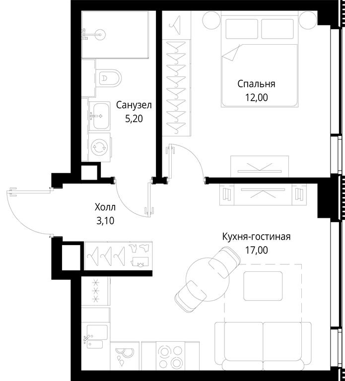 1-BD Apartment Sale, 37.3平方米 at Multikvartal CITYZEN, Vishnyovaya Street, Moscow, Russia #1 1-BD Apartment Sale, 37.3平方米 at Multikvartal CITYZEN, Vishnyovaya Street, Moscow, Russia #1