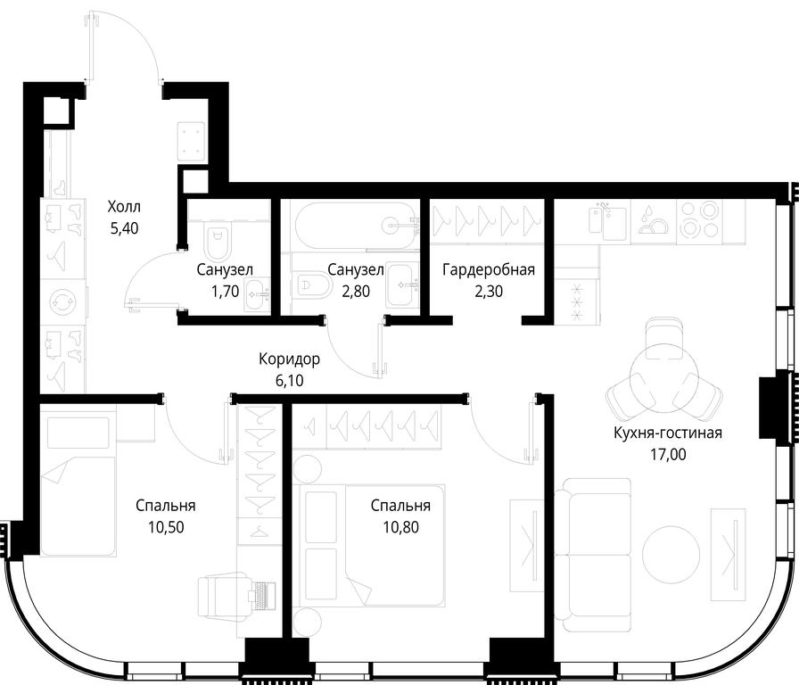 2-BD Apartment Sale, 56.6 sq. m. at Multikvartal CITYZEN, Vishnyovaya Street, Moscow, Russia #1 2-BD Apartment Sale, 56.6 sq. m. at Multikvartal CITYZEN, Vishnyovaya Street, Moscow, Russia #1