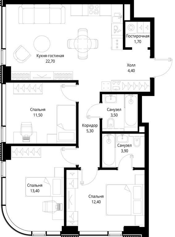 3-BD Apartment Sale, 78.8 sq. m. at Multikvartal CITYZEN, Vishnyovaya Street, Moscow, Russia #1 3-BD Apartment Sale, 78.8 sq. m. at Multikvartal CITYZEN, Vishnyovaya Street, Moscow, Russia #1