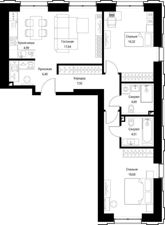 2-BD Apartment Sale, 82.02 sq. m. at Seliger City, Ilmenskiy Drive, 14к3, Moscow, Russia #1