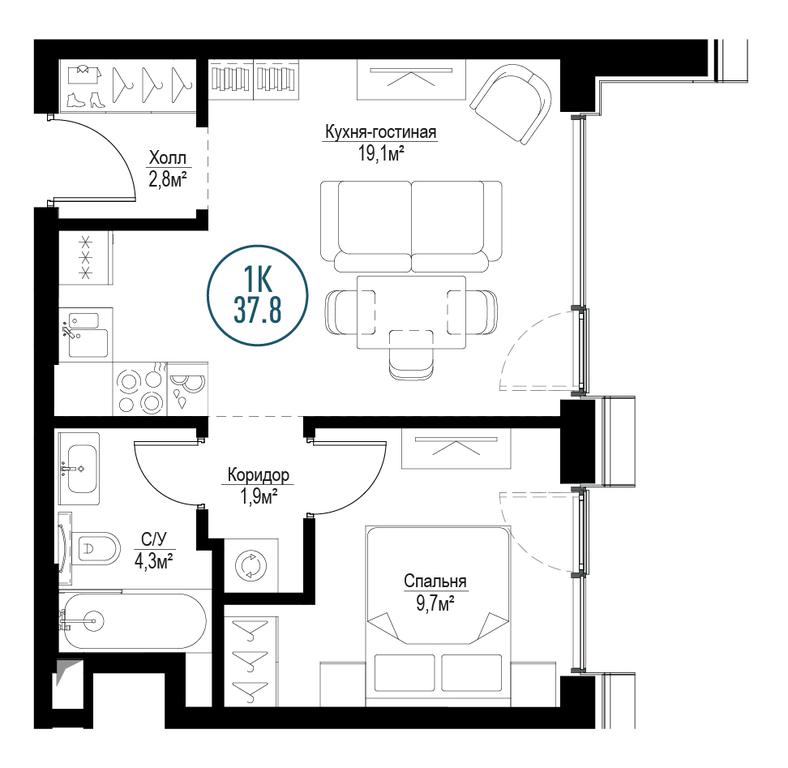 1-BD Apartment Sale, 37.4平方米 at Metropoliya, Volgogradsky Avenue, 32/3к1, Moscow, Russia #1 1-BD Apartment Sale, 37.4平方米 at Metropoliya, Volgogradsky Avenue, 32/3к1, Moscow, Russia #1