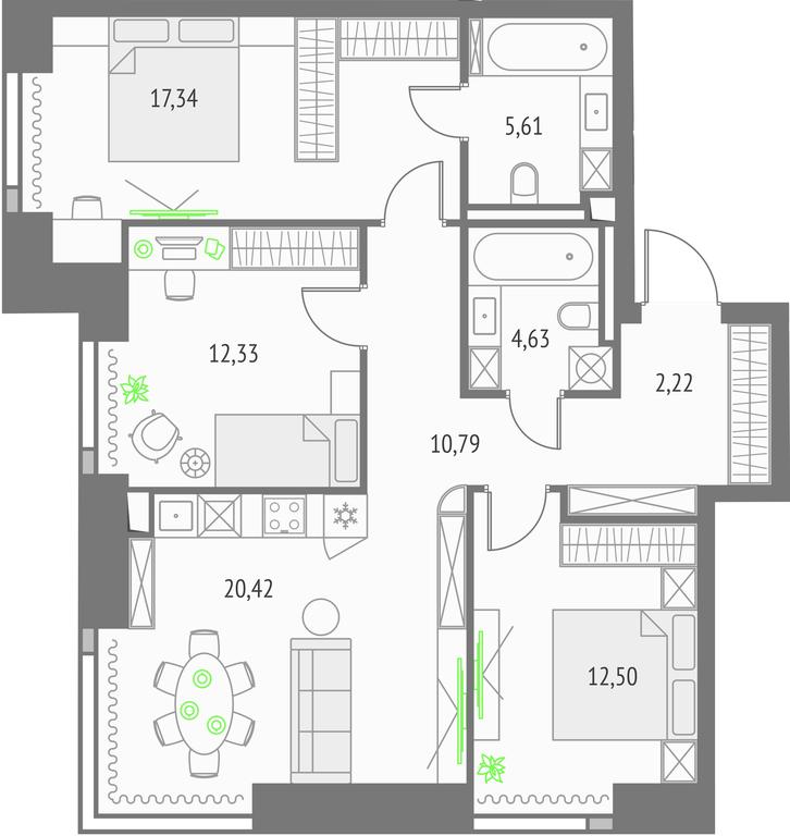Продажа 3-комн. квартиры, 85,84 м² в ЖК «Upside Towers (Апсайд Тауэрс)», Огородный проезд, 4с1, Москва, Россия #1 Продажа 3-комн. квартиры, 85,84 м² в ЖК «Upside Towers (Апсайд Тауэрс)», Огородный проезд, 4с1, Москва, Россия #1