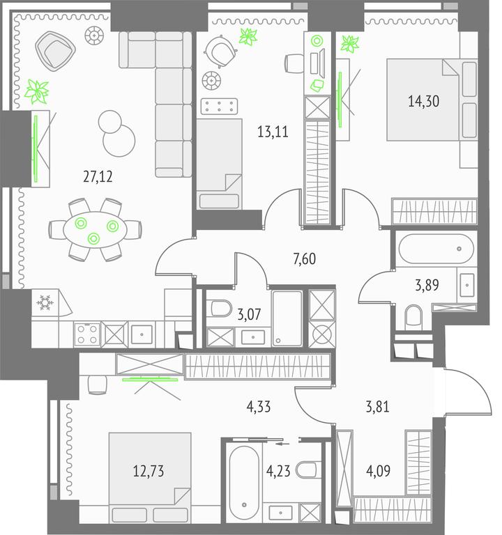 Продажа 3-комн. квартиры, 98,28 м² в ЖК «Upside Towers (Апсайд Тауэрс)», Огородный проезд, 4с1, Москва, Россия #1 Продажа 3-комн. квартиры, 98,28 м² в ЖК «Upside Towers (Апсайд Тауэрс)», Огородный проезд, 4с1, Москва, Россия #1