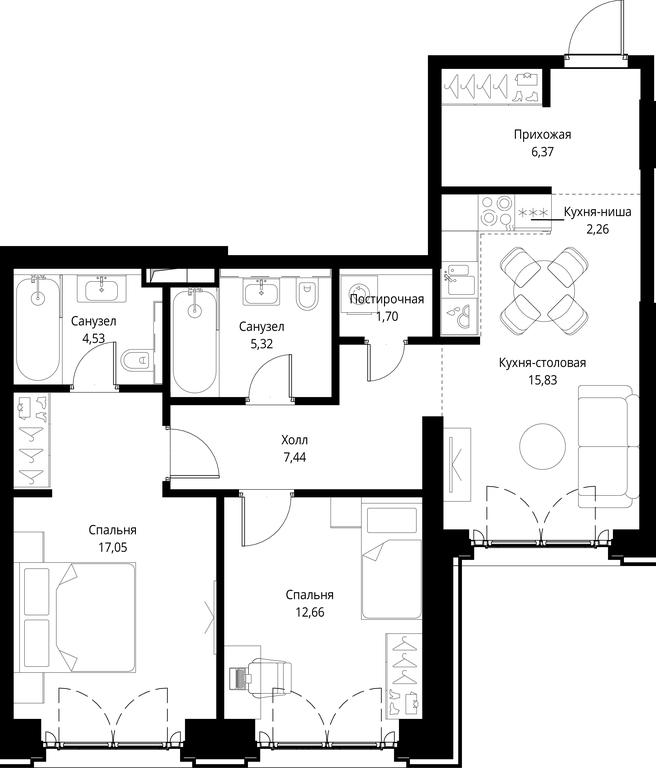2-BD Apartment Sale, 73.16 sq. m. at City Bay, Volokolamskoye Highway, 95с3, Moscow, Russia #1 2-BD Apartment Sale, 73.16 sq. m. at City Bay, Volokolamskoye Highway, 95с3, Moscow, Russia #1