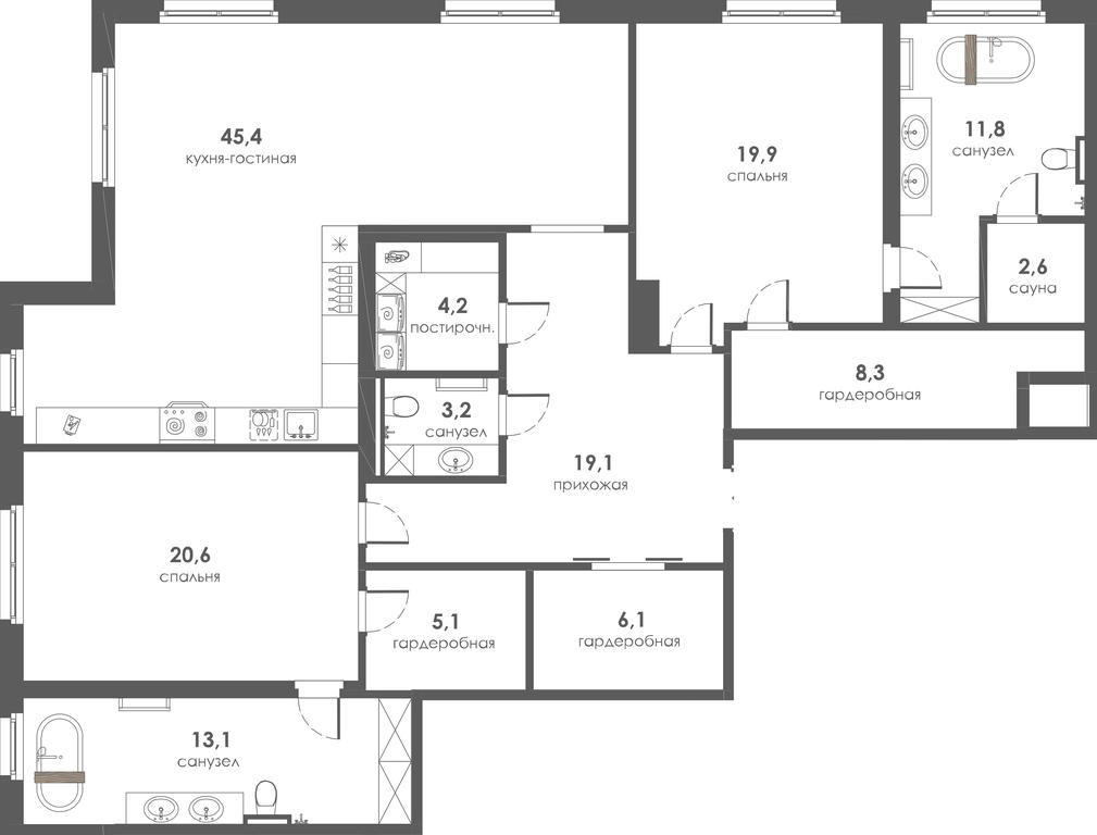 2-BD Apartment Sale, 147.05 sq. m. at Khamovniki 12, 1st Truzhenikov Lane, 12, Moscow, Russia #2 2-BD Apartment Sale, 147.05 sq. m. at Khamovniki 12, 1st Truzhenikov Lane, 12, Moscow, Russia #2