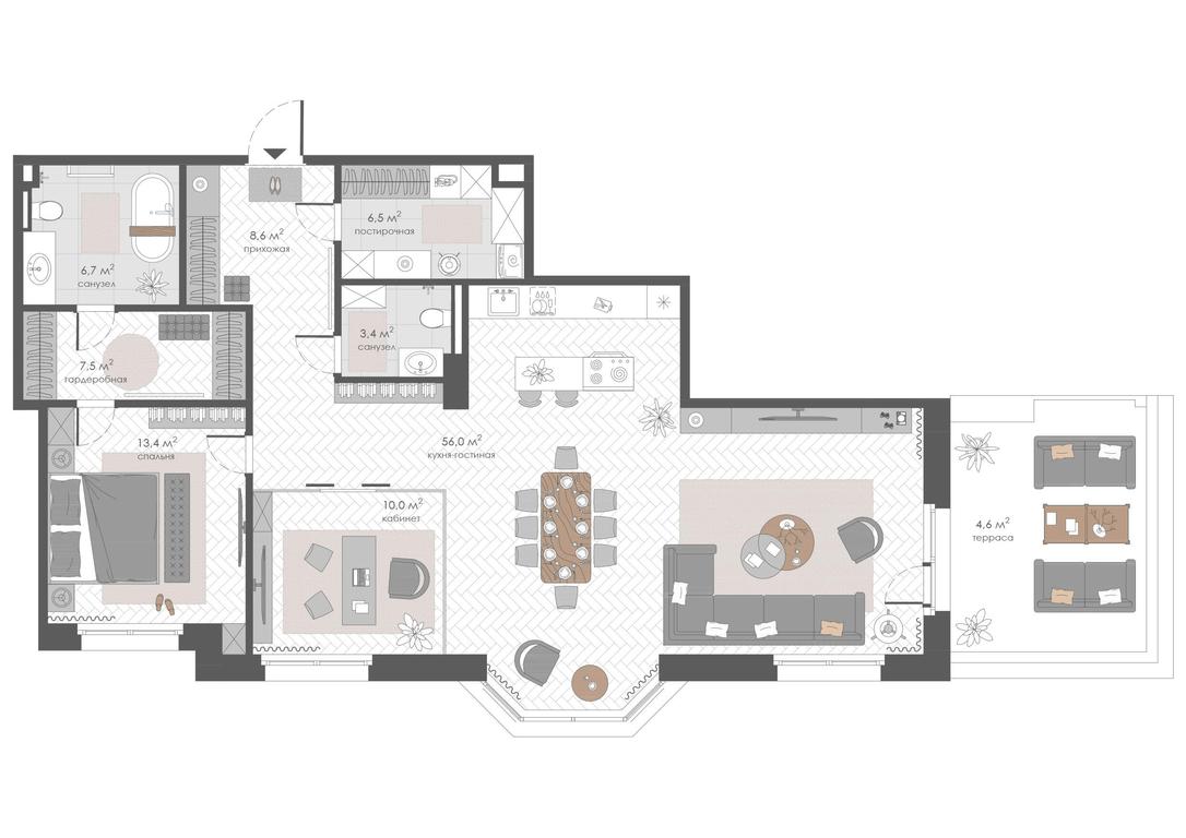 1-BD Apartment Sale, 116.34 sq. m. at Khamovniki 12, 1st Truzhenikov Lane, 12, Moscow, Russia #1