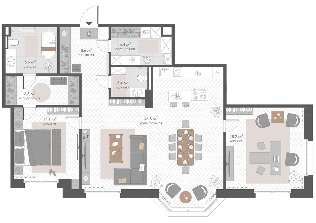 1-BD Apartment Sale, 111.54平方米 at Khamovniki 12, 1st Truzhenikov Lane, 12, Moscow, Russia #1