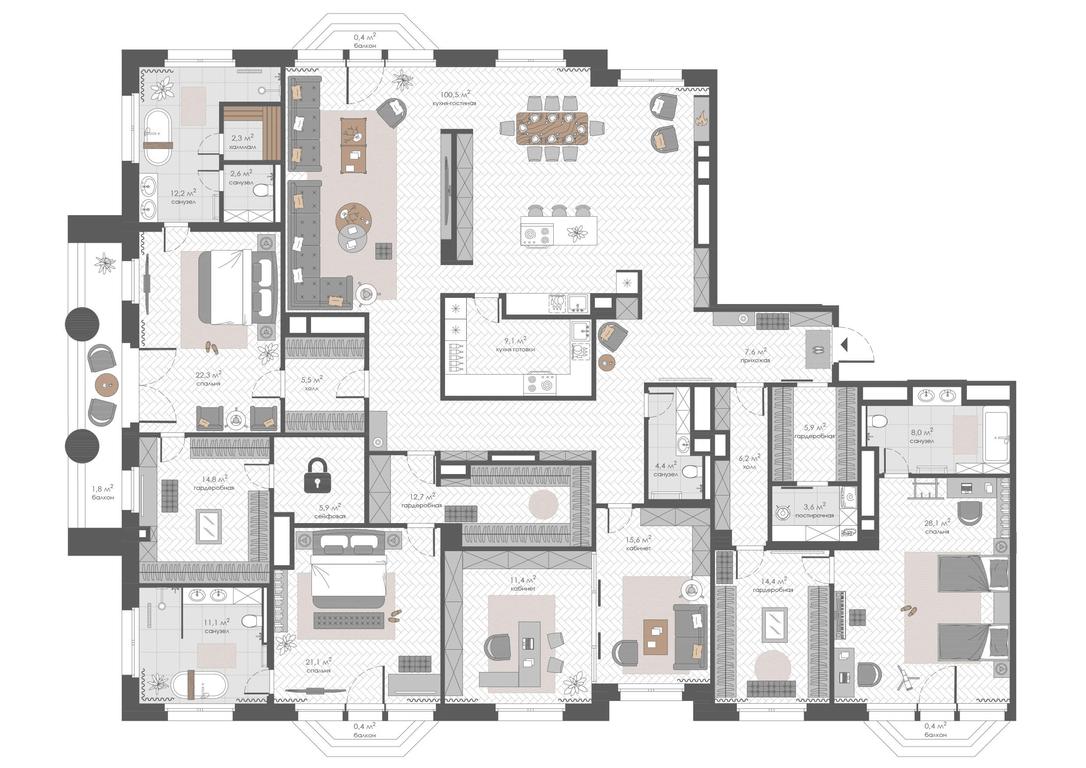 3-BD Apartment Sale, 300.96平方米 at Khamovniki 12, 1st Truzhenikov Lane, 12, Moscow, Russia #1 3-BD Apartment Sale, 300.96平方米 at Khamovniki 12, 1st Truzhenikov Lane, 12, Moscow, Russia #1