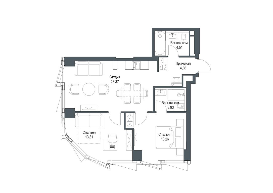 2-BD Apartment Sale, 63.84 sq. m. at Famous, Bagrationovsky Drive, 5к2, Moscow, Russia #2 2-BD Apartment Sale, 63.84 sq. m. at Famous, Bagrationovsky Drive, 5к2, Moscow, Russia #2