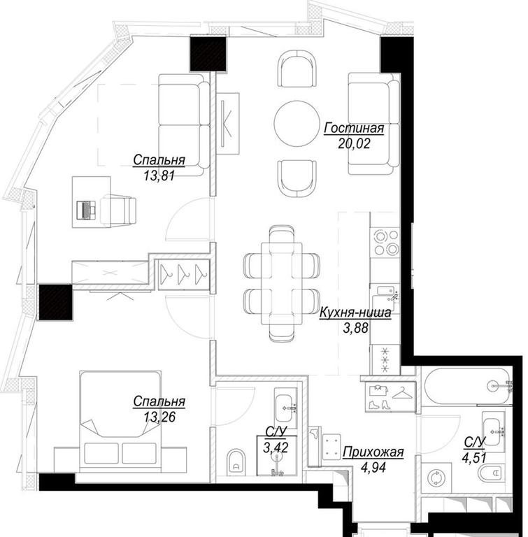 2-BD Apartment Sale, 63.84 sq. m. at Famous, Bagrationovsky Drive, 5к2, Moscow, Russia #1 2-BD Apartment Sale, 63.84 sq. m. at Famous, Bagrationovsky Drive, 5к2, Moscow, Russia #1