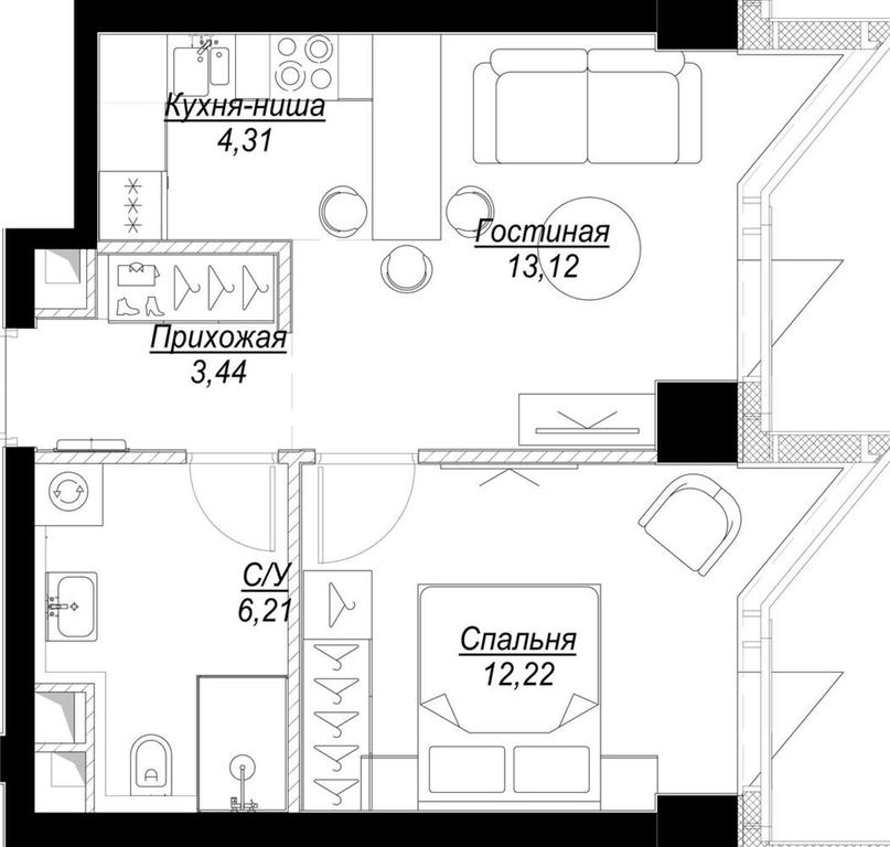 1-BD Apartment Sale, 39.3 sq. m. at Famous, Bagrationovsky Drive, 5к2, Moscow, Russia #1 1-BD Apartment Sale, 39.3 sq. m. at Famous, Bagrationovsky Drive, 5к2, Moscow, Russia #1