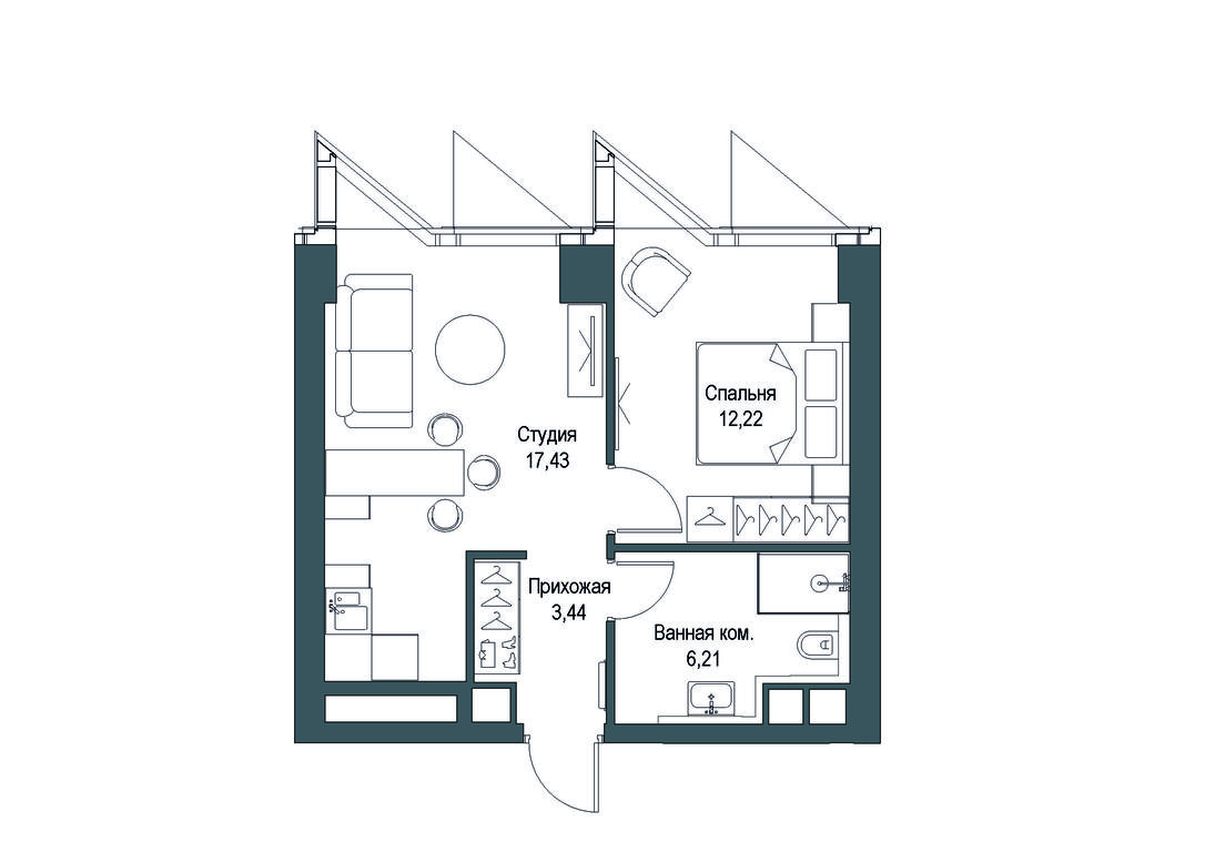 1-BD Apartment Sale, 39.3 sq. m. at Famous, Bagrationovsky Drive, 5к2, Moscow, Russia #2 1-BD Apartment Sale, 39.3 sq. m. at Famous, Bagrationovsky Drive, 5к2, Moscow, Russia #2