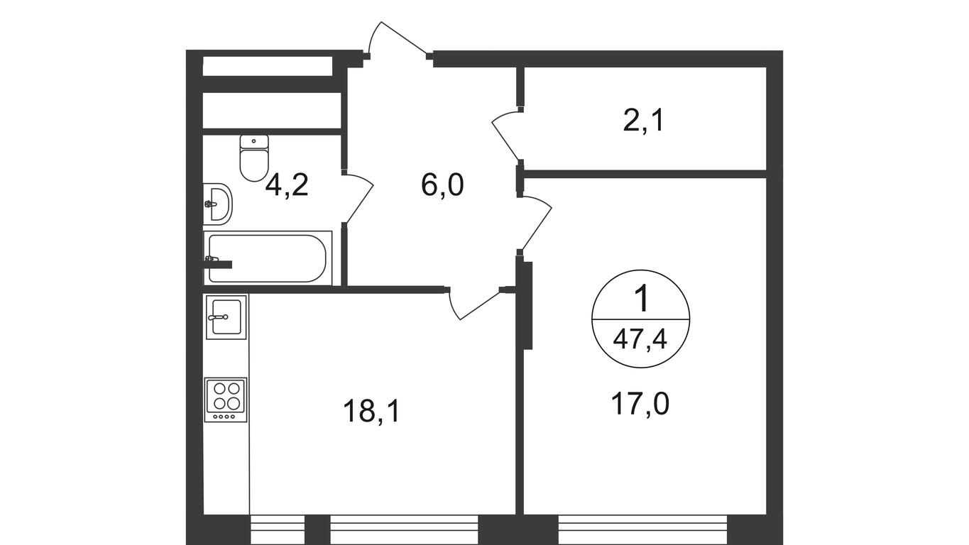 Apartment Sale, 46.5 sq. m. at Peredelkino Blizhnee, Korneya Chukovskogo Street, 1, Vnukovskoye Settlement, Moscow, Russia #1 Apartment Sale, 46.5 sq. m. at Peredelkino Blizhnee, Korneya Chukovskogo Street, 1, Vnukovskoye Settlement, Moscow, Russia #1