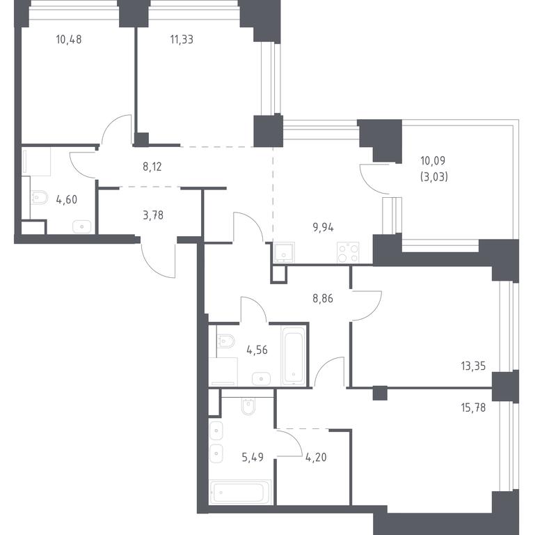 2-BD Apartment Sale, 103.52平方米 at Nova, Bratyev Fonchenko Street, вл21, Moscow, Russia #1 2-BD Apartment Sale, 103.52平方米 at Nova, Bratyev Fonchenko Street, вл21, Moscow, Russia #1