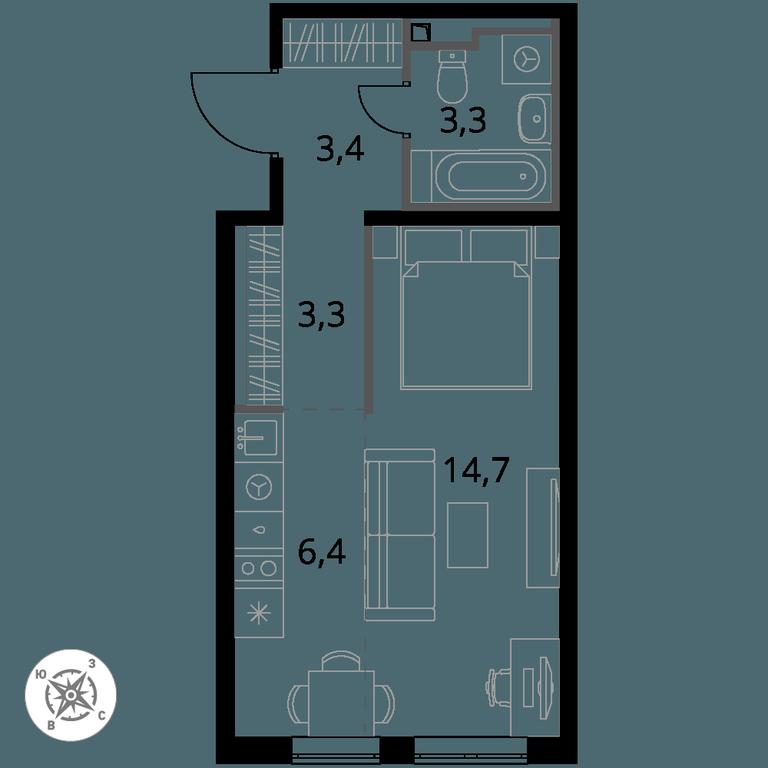 Apartment Sale, 31.1 sq. m. at Pervy Donskoj, zhiloy mikrorayon Sapronovo, derevnya Sapronovo, Leninskiy City District, Moscow Region, Russia #1