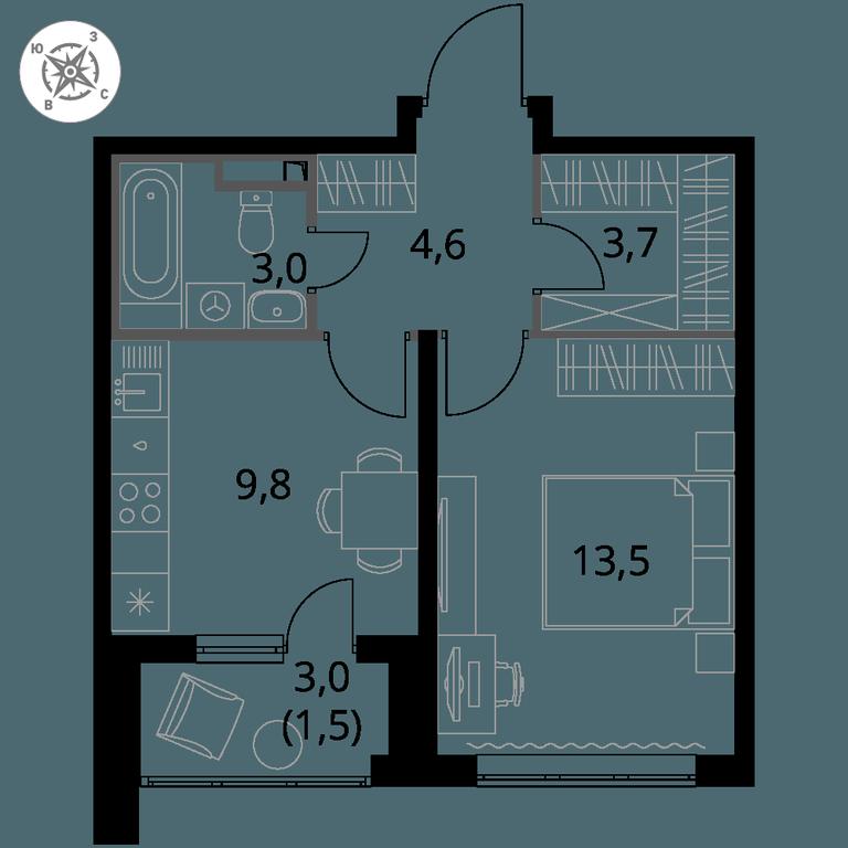 1-BD Apartment Sale, 36.1 sq. m. at Pervy Donskoj, zhiloy mikrorayon Sapronovo, derevnya Sapronovo, Leninskiy City District, Moscow Region, Russia #1 1-BD Apartment Sale, 36.1 sq. m. at Pervy Donskoj, zhiloy mikrorayon Sapronovo, derevnya Sapronovo, Leninskiy City District, Moscow Region, Russia #1