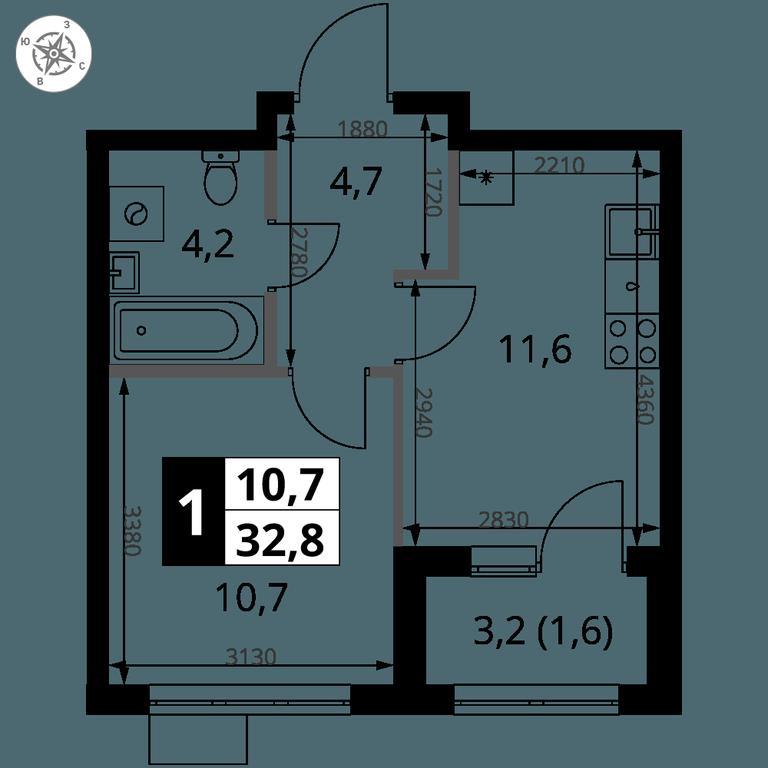 1-BD Apartment Sale, 32.8 sq. m. at 1 Yasenevskij, Kvartal № 24, Mosrentgen Settlement, Moscow, Russia #1 1-BD Apartment Sale, 32.8 sq. m. at 1 Yasenevskij, Kvartal № 24, Mosrentgen Settlement, Moscow, Russia #1
