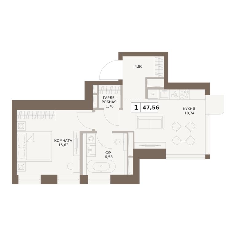1-BD Apartment Sale, 47.56平方米 at The Five, 5th Donskoy Drive, вл21к6, Moscow, Russia #1 1-BD Apartment Sale, 47.56平方米 at The Five, 5th Donskoy Drive, вл21к6, Moscow, Russia #1