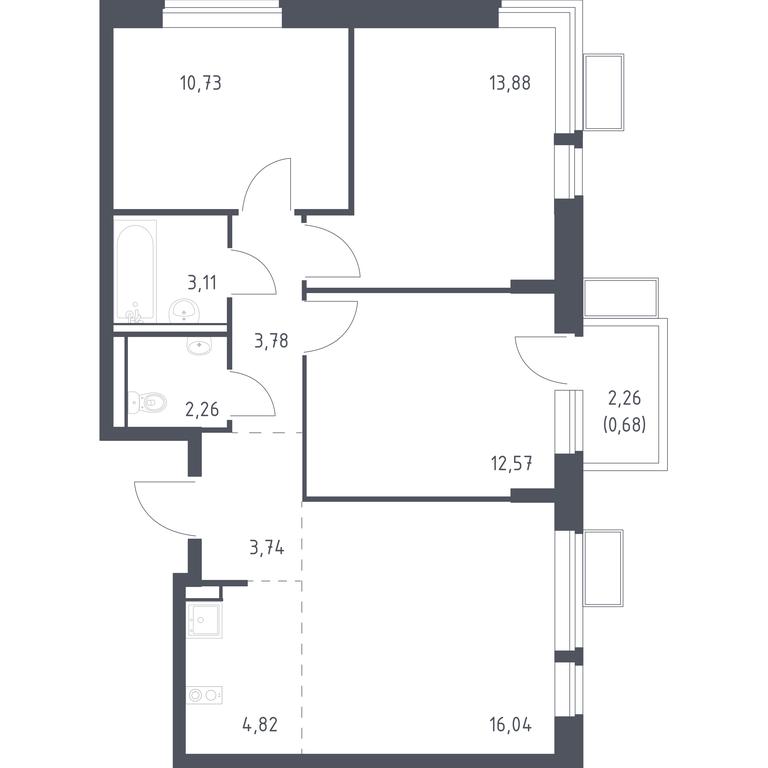 2-BD Apartment Sale, 71.61 sq. m. at Egorovo Park, 1-y kvartal, posyolok Zhilino-1, Lubertsy City District, Moscow Region, Russia #1 2-BD Apartment Sale, 71.61 sq. m. at Egorovo Park, 1-y kvartal, posyolok Zhilino-1, Lubertsy City District, Moscow Region, Russia #1