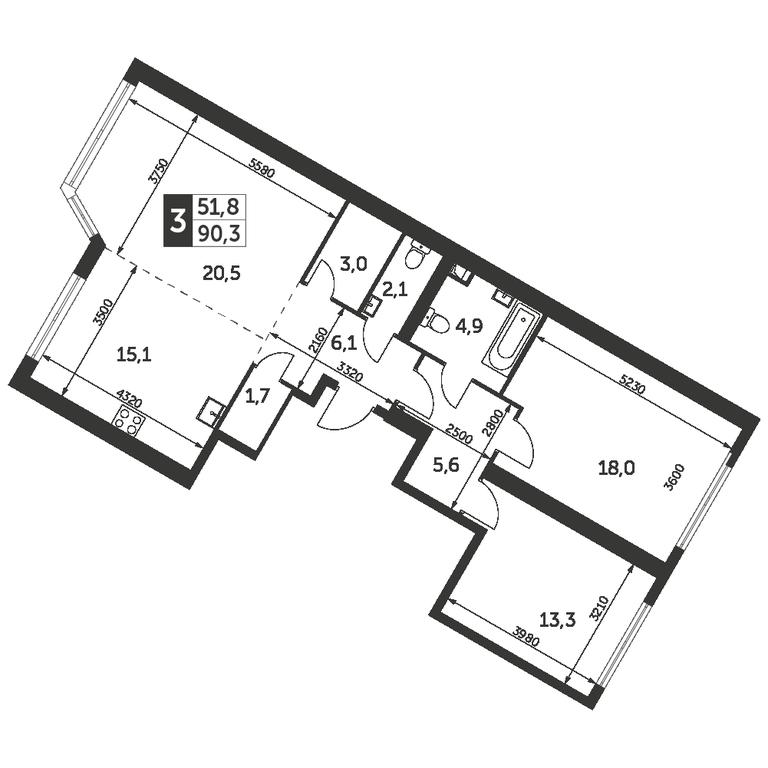 3-BD Apartment Sale, 90.3 sq. m. at Arkhitektor, Akademika Volgina Street, 2Д, Moscow, Russia #1 3-BD Apartment Sale, 90.3 sq. m. at Arkhitektor, Akademika Volgina Street, 2Д, Moscow, Russia #1