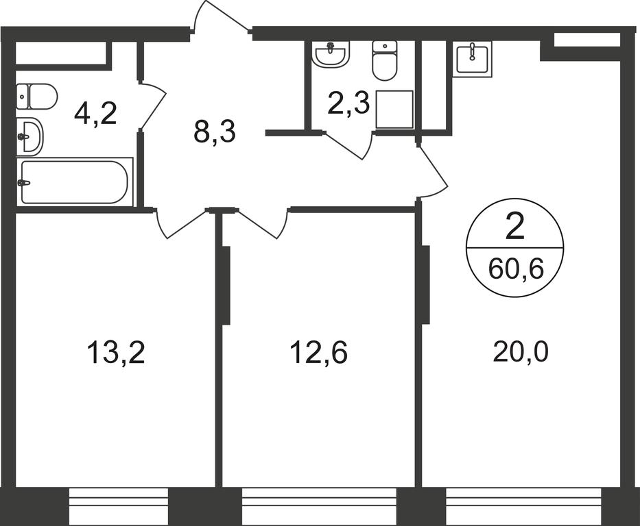 2-BD Apartment Sale, 60.6平方米 at Pervyi Moskovskiy, ulitsa Bianki, 1, Moskovskiy, Moscow, Russia #2 2-BD Apartment Sale, 60.6平方米 at Pervyi Moskovskiy, ulitsa Bianki, 1, Moskovskiy, Moscow, Russia #2