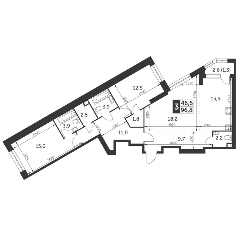 Продажа 3-комн. квартиры, 96,8 м² в ЖК «Архитектор», улица Академика Волгина, 2Д, Москва, Россия #1