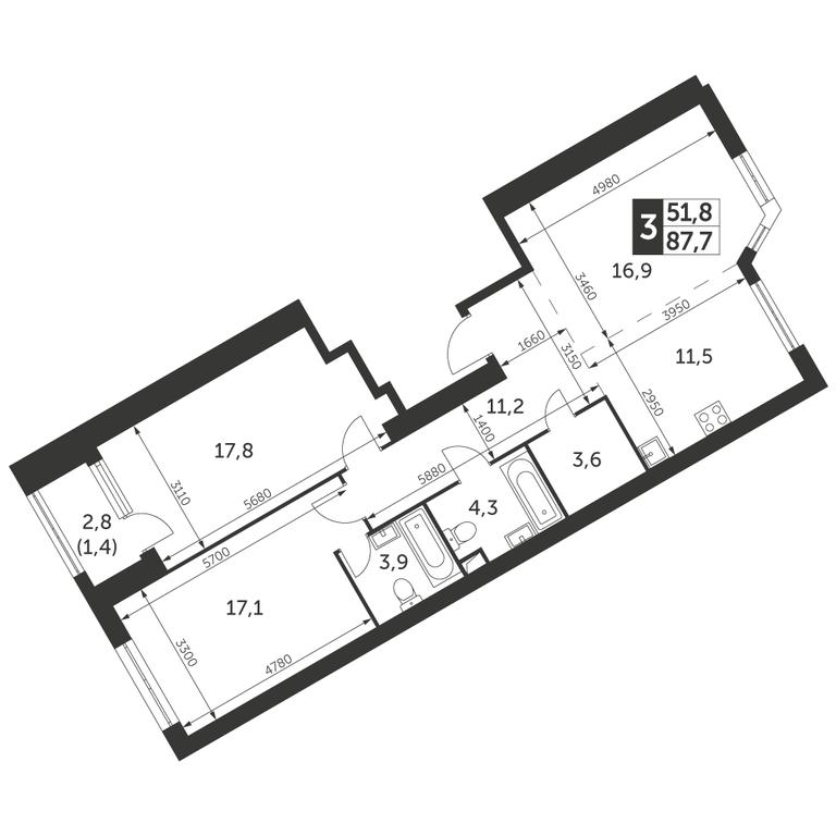 2-BD Apartment Sale, 68.2平方米 at Arkhitektor, Akademika Volgina Street, 2Д, Moscow, Russia #1 2-BD Apartment Sale, 68.2平方米 at Arkhitektor, Akademika Volgina Street, 2Д, Moscow, Russia #1