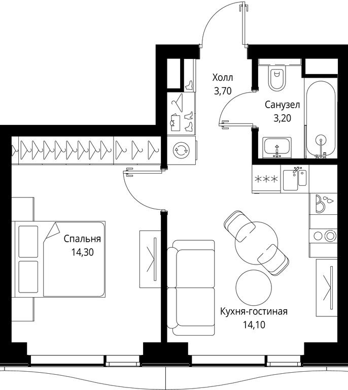 1-BD Apartment Sale, 35.3 sq. m. at Multikvartal CITYZEN, Vishnyovaya Street, Moscow, Russia #1 1-BD Apartment Sale, 35.3 sq. m. at Multikvartal CITYZEN, Vishnyovaya Street, Moscow, Russia #1