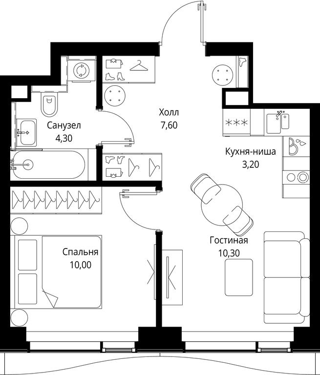 1-BD Apartment Sale, 35.4平方米 at Multikvartal CITYZEN, Vishnyovaya Street, Moscow, Russia #1 1-BD Apartment Sale, 35.4平方米 at Multikvartal CITYZEN, Vishnyovaya Street, Moscow, Russia #1