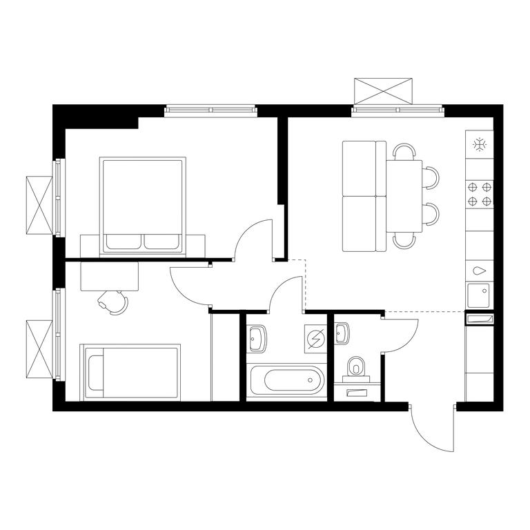 2-BD Apartment Sale, 49.7 sq. m. at Volzhskiy Park, 1st Grayvoronovsky Drive, 3с11, Moscow, Russia #1