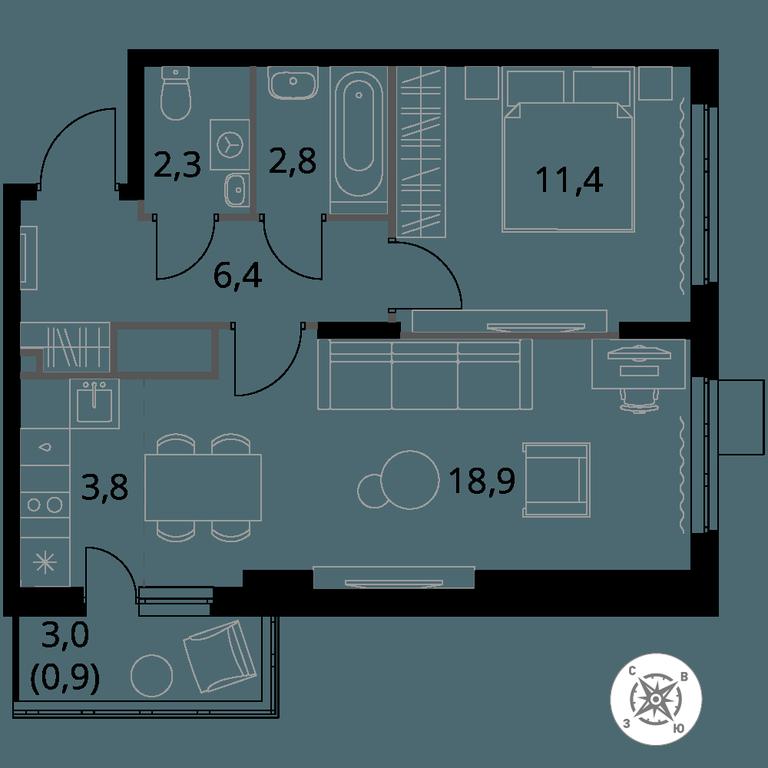 2-BD Apartment Sale, 46.5 sq. m. at Pervy Donskoj, zhiloy mikrorayon Sapronovo, derevnya Sapronovo, Leninskiy City District, Moscow Region, Russia #1 2-BD Apartment Sale, 46.5 sq. m. at Pervy Donskoj, zhiloy mikrorayon Sapronovo, derevnya Sapronovo, Leninskiy City District, Moscow Region, Russia #1