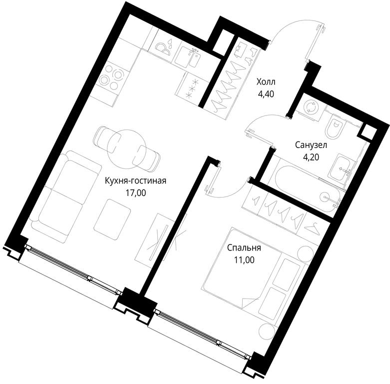 1-BD Apartment Sale, 36.6 sq. m. at Multikvartal CITYZEN, Vishnyovaya Street, Moscow, Russia #1 1-BD Apartment Sale, 36.6 sq. m. at Multikvartal CITYZEN, Vishnyovaya Street, Moscow, Russia #1
