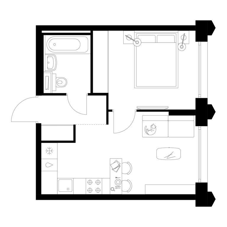 1-BD Apartment Sale, 33.2 sq. m. at Businovskiy Park, Izhorskaya Street, 6с5, Moscow, Russia #1
