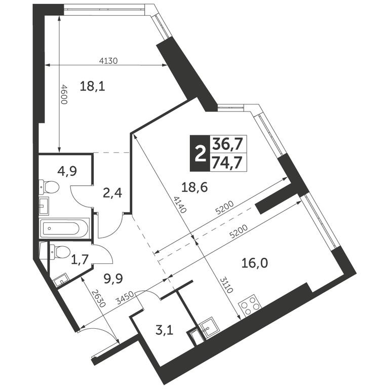 2-BD Apartment Sale, 74.7 sq. m. at Arkhitektor, Akademika Volgina Street, 2Д, Moscow, Russia #1 2-BD Apartment Sale, 74.7 sq. m. at Arkhitektor, Akademika Volgina Street, 2Д, Moscow, Russia #1