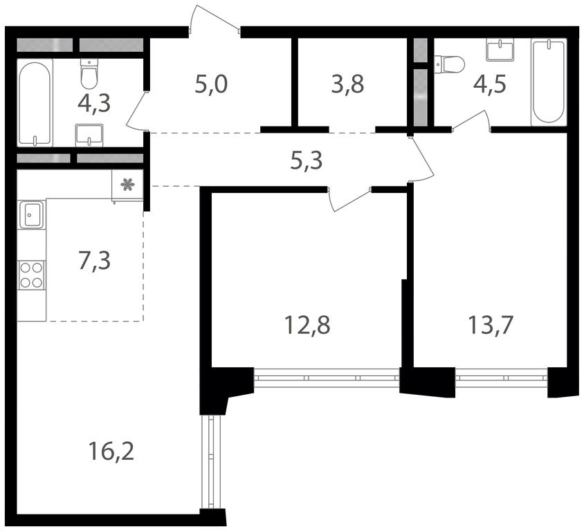 2-BD Apartment Sale, 72.9 sq. m. at Semenovskij Park 2, 1st Kirpichny Lane, 17А, Moscow, Russia #2 2-BD Apartment Sale, 72.9 sq. m. at Semenovskij Park 2, 1st Kirpichny Lane, 17А, Moscow, Russia #2