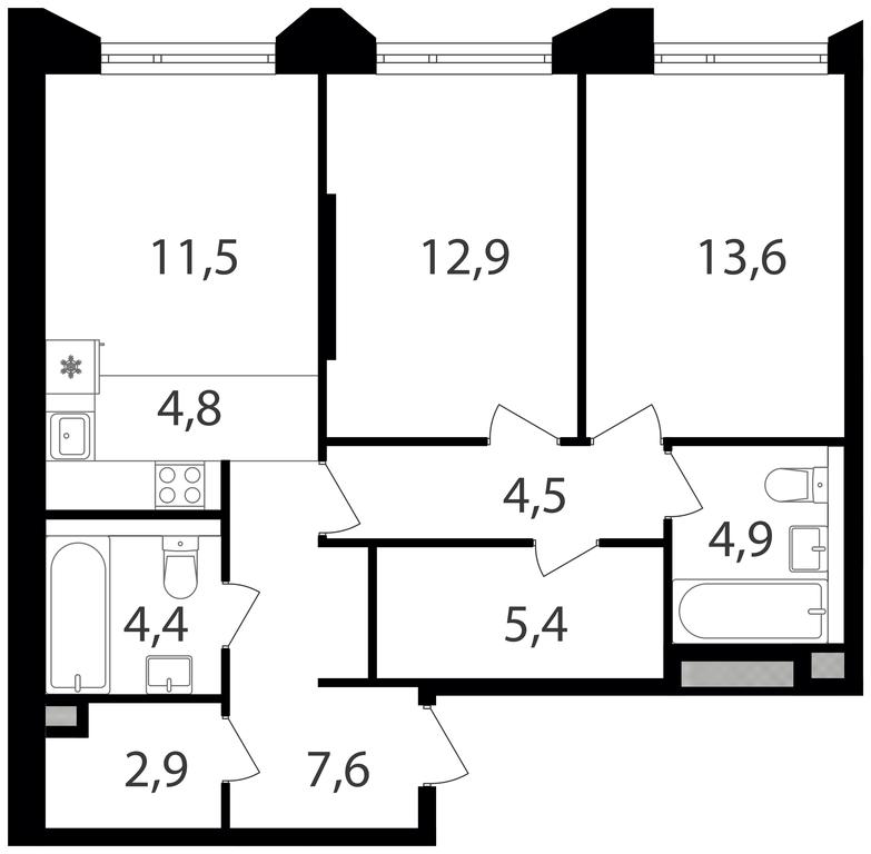 2-BD Apartment Sale, 72.5 sq. m. at Petrovskiy Park II, Stary Petrovsko-Razumovsky Drive, 1/23, Moscow, Russia #1