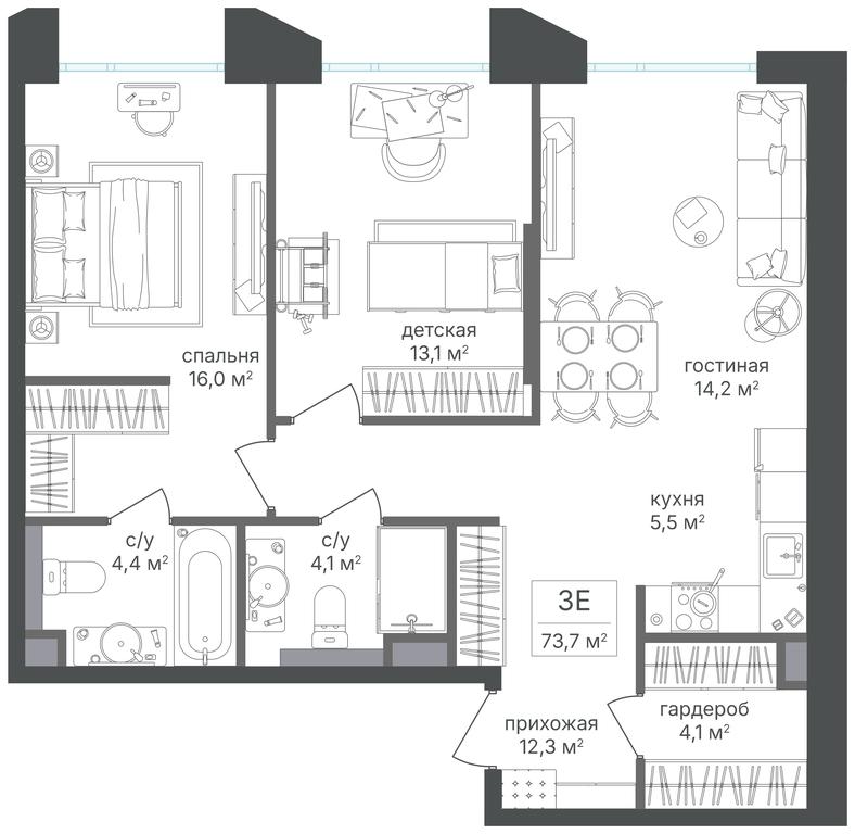 2-BD Apartment Sale, 73.7 sq. m. at Petrovskiy Park II, Stary Petrovsko-Razumovsky Drive, 1/23, Moscow, Russia #2 2-BD Apartment Sale, 73.7 sq. m. at Petrovskiy Park II, Stary Petrovsko-Razumovsky Drive, 1/23, Moscow, Russia #2
