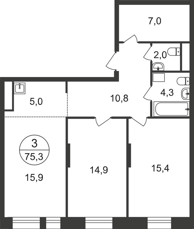 3-BD Apartment Sale, 75.3平方米 at Pervyi Moskovskiy, ulitsa Bianki, 1, Moskovskiy, Moscow, Russia #2 3-BD Apartment Sale, 75.3平方米 at Pervyi Moskovskiy, ulitsa Bianki, 1, Moskovskiy, Moscow, Russia #2