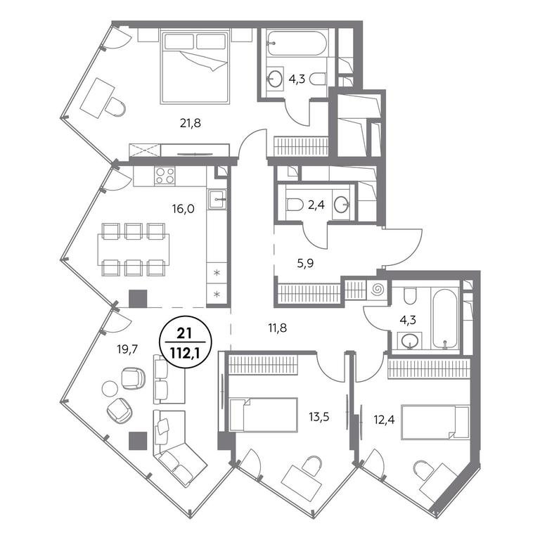 4-BD Apartment Sale, 112.1 sq. m. at Monblan, Shlyuzovaya Embankment, 2/1с1, Moscow, Russia #1 4-BD Apartment Sale, 112.1 sq. m. at Monblan, Shlyuzovaya Embankment, 2/1с1, Moscow, Russia #1
