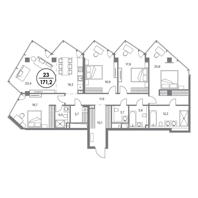 4-BD Apartment Sale, 171.1 sq. m. at Monblan, Shlyuzovaya Embankment, 2/1с1, Moscow, Russia #1 4-BD Apartment Sale, 171.1 sq. m. at Monblan, Shlyuzovaya Embankment, 2/1с1, Moscow, Russia #1
