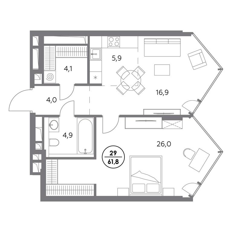 2-BD Apartment Sale, 61.8 sq. m. at Monblan, Shlyuzovaya Embankment, 2/1с1, Moscow, Russia #1 2-BD Apartment Sale, 61.8 sq. m. at Monblan, Shlyuzovaya Embankment, 2/1с1, Moscow, Russia #1