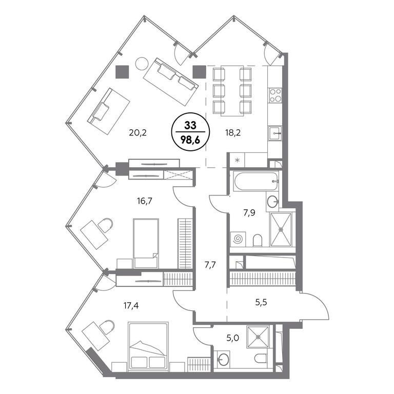 3-BD Apartment Sale, 98.6平方米 at Monblan, Shlyuzovaya Embankment, 2/1с1, Moscow, Russia #1 3-BD Apartment Sale, 98.6平方米 at Monblan, Shlyuzovaya Embankment, 2/1с1, Moscow, Russia #1