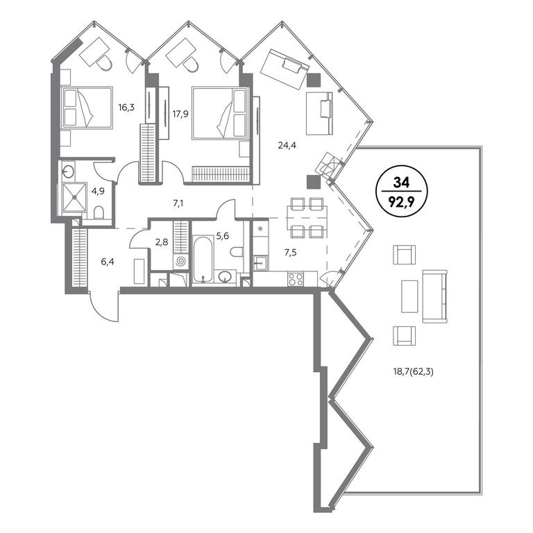 3-BD Apartment Sale, 111.6 sq. m. at Monblan, Shlyuzovaya Embankment, 2/1с1, Moscow, Russia #1 3-BD Apartment Sale, 111.6 sq. m. at Monblan, Shlyuzovaya Embankment, 2/1с1, Moscow, Russia #1